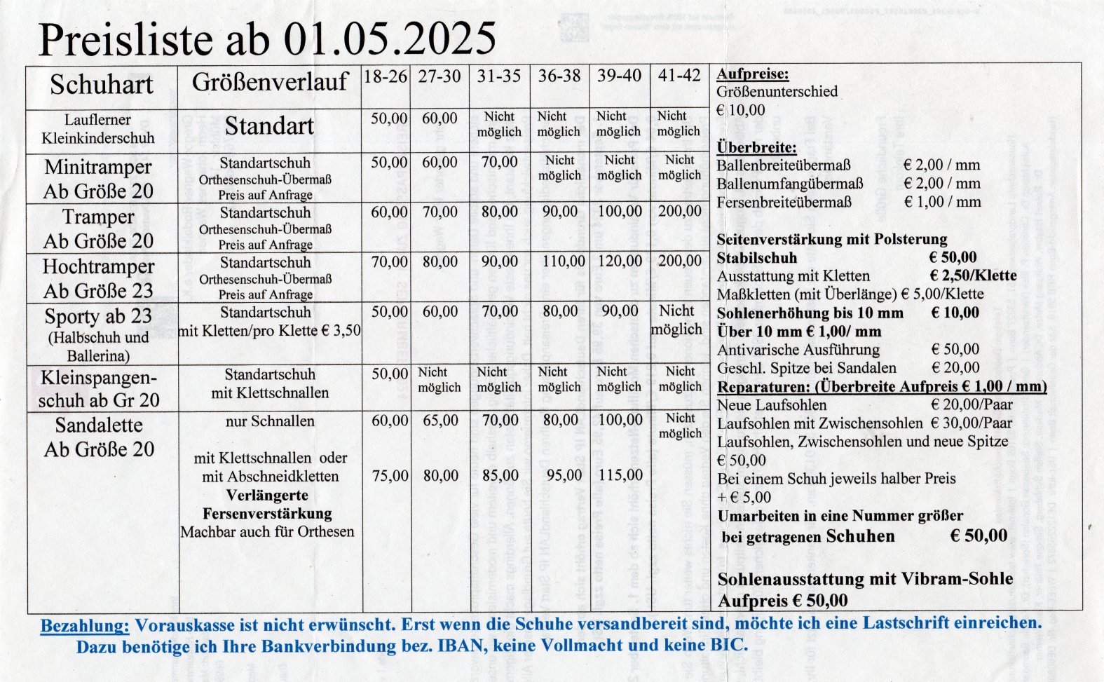 Preisliste